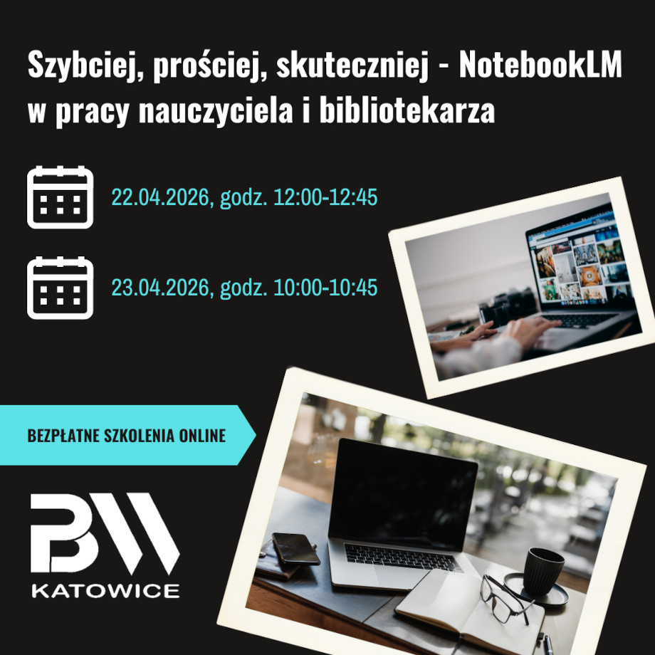 Grafika informacyjna szkolenia na temat aplikacji Google NotebookLM