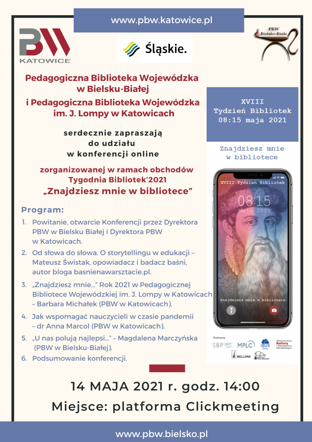 Tydzień Bibliotek 2021 - plakat informacyjny