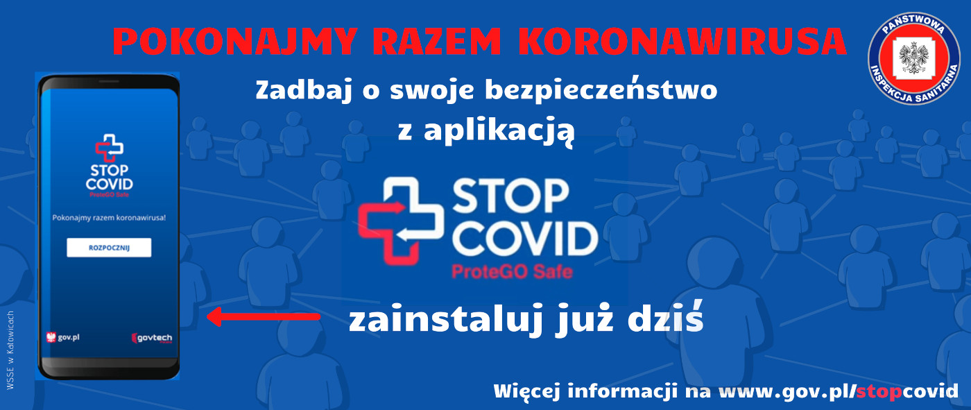 Baner informujący o aplikacji STOP COVID - ProteGO Safe