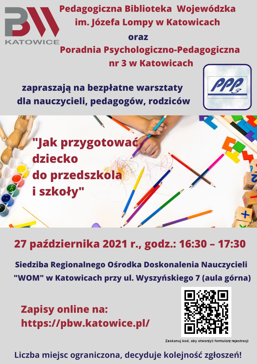 warsztaty Jak przygotować dziecko do szkoły i przedszkola - plakat informacyjny